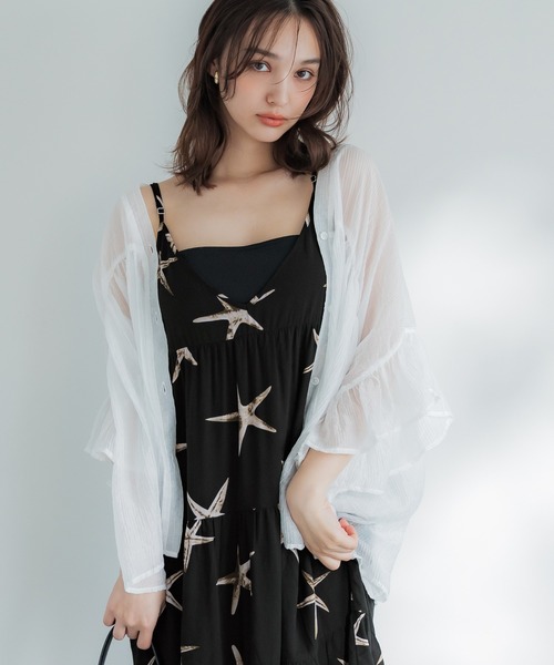 coca（coca）（コカ）の「ヒトデ柄ティアードワンピース（ワンピース・レディース・ブラック・L/M）」の9枚目の写真