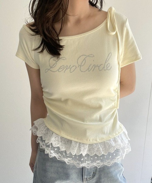 LAC-VERT(ラック・ヴェール)の「オフショルフリルTシャツ(Tシャツ/カットソー・レディース・グレー/ブラック/ホワイト/イエロー・FREE)」の10枚目の写真