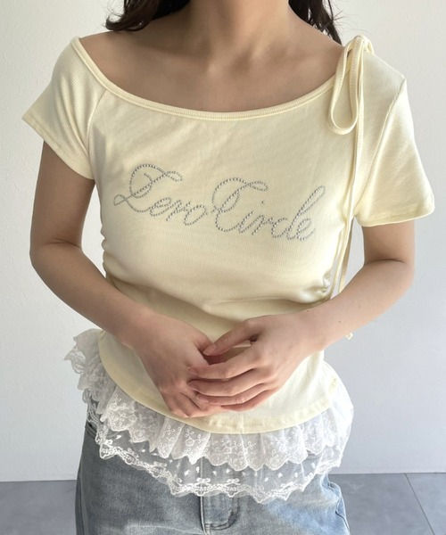 LAC-VERT(ラック・ヴェール)の「オフショルフリルTシャツ(Tシャツ/カットソー・レディース・グレー/ブラック/ホワイト/イエロー・FREE)」の11枚目の写真