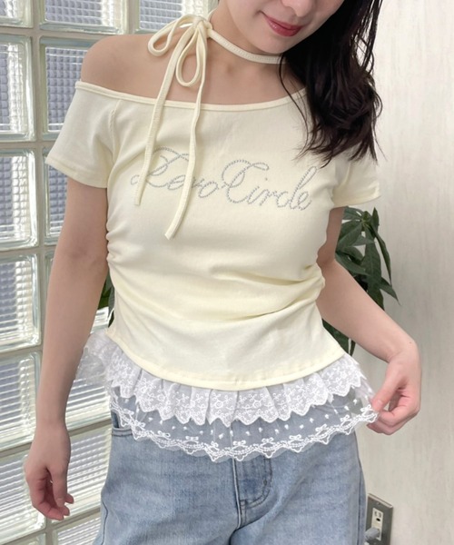 LAC-VERT(ラック・ヴェール)の「オフショルフリルTシャツ(Tシャツ/カットソー・レディース・グレー/ブラック/ホワイト/イエロー・FREE)」の14枚目の写真