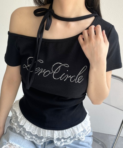 LAC-VERT(ラック・ヴェール)の「オフショルフリルTシャツ(Tシャツ/カットソー・レディース・グレー/ブラック/ホワイト/イエロー・FREE)」の17枚目の写真