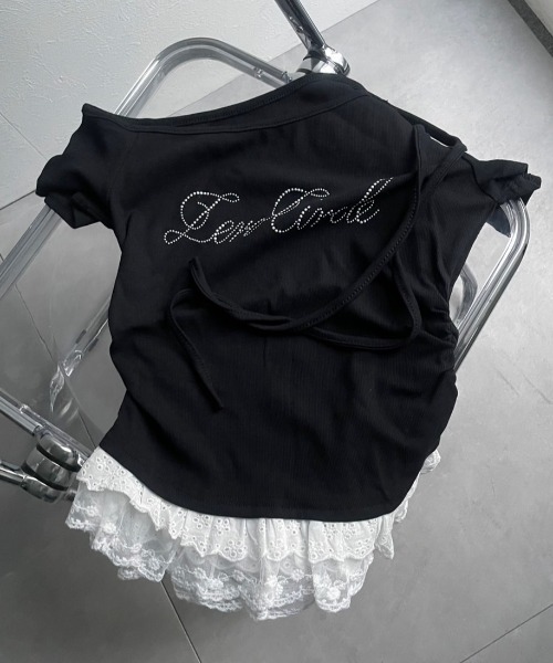 LAC-VERT(ラック・ヴェール)の「オフショルフリルTシャツ(Tシャツ/カットソー・レディース・グレー/ブラック/ホワイト/イエロー・FREE)」の19枚目の写真
