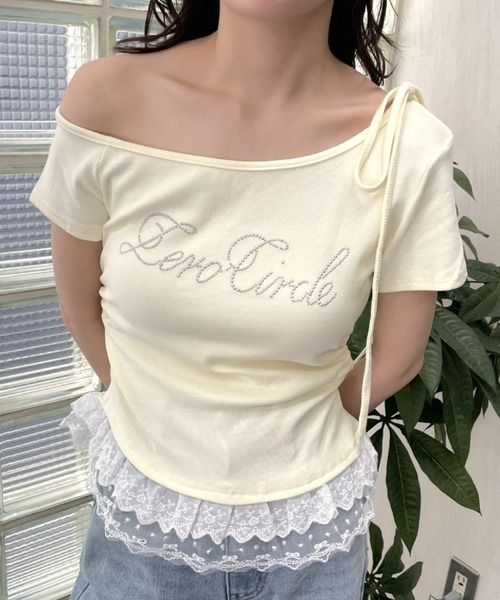LAC-VERT(ラック・ヴェール)の「オフショルフリルTシャツ(Tシャツ/カットソー・レディース・グレー/ブラック/ホワイト/イエロー・FREE)」の20枚目の写真