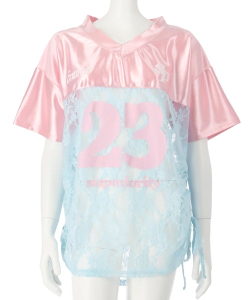 セール】レース 切り替え ゲームシャツ【キッズお揃い】（Tシャツ