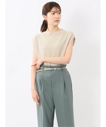 【UVカット 接触冷感 アンチピリング】m.f.エディトリアル レディース 無縫製ガーター フレンチ袖 クルーニット
