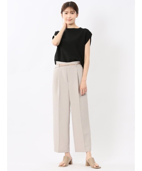 m.f.editorial(エムエフエディトリアル)の「【UVカット 接触冷感 アンチピリング】m.f.エディトリアル レディース 無縫製ガーター フレンチ袖 クルーニット(ニット/セーター・レディース・ブラック/サックスブルー/ベージュ・LARGE/MEDIUM)」の7枚目の写真