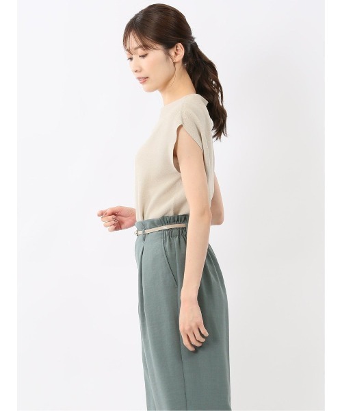 m.f.editorial(エムエフエディトリアル)の「【UVカット 接触冷感 アンチピリング】m.f.エディトリアル レディース 無縫製ガーター フレンチ袖 クルーニット(ニット/セーター・レディース・ブラック/サックスブルー/ベージュ・LARGE/MEDIUM)」の13枚目の写真