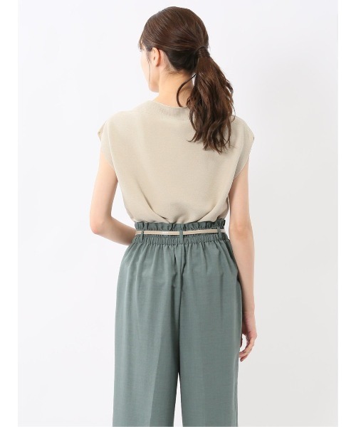 m.f.editorial(エムエフエディトリアル)の「【UVカット 接触冷感 アンチピリング】m.f.エディトリアル レディース 無縫製ガーター フレンチ袖 クルーニット(ニット/セーター・レディース・ブラック/サックスブルー/ベージュ・LARGE/MEDIUM)」の14枚目の写真