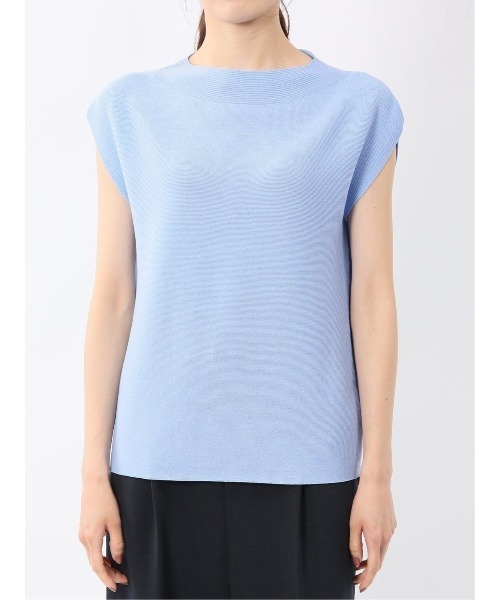 m.f.editorial(エムエフエディトリアル)の「【UVカット 接触冷感 アンチピリング】m.f.エディトリアル レディース 無縫製ガーター フレンチ袖 クルーニット(ニット/セーター・レディース・ブラック/サックスブルー/ベージュ・LARGE/MEDIUM)」の18枚目の写真