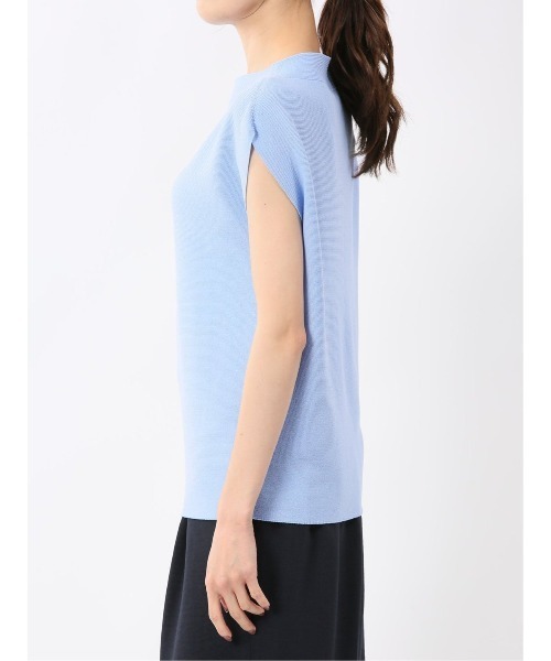 m.f.editorial(エムエフエディトリアル)の「【UVカット 接触冷感 アンチピリング】m.f.エディトリアル レディース 無縫製ガーター フレンチ袖 クルーニット(ニット/セーター・レディース・ブラック/サックスブルー/ベージュ・LARGE/MEDIUM)」の19枚目の写真