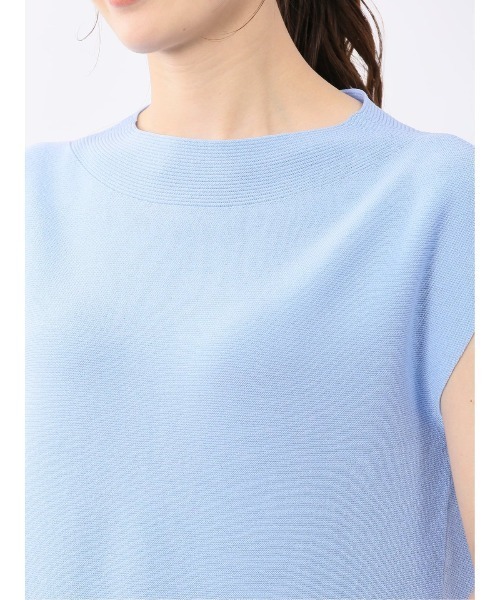 m.f.editorial(エムエフエディトリアル)の「【UVカット 接触冷感 アンチピリング】m.f.エディトリアル レディース 無縫製ガーター フレンチ袖 クルーニット(ニット/セーター・レディース・ブラック/サックスブルー/ベージュ・LARGE/MEDIUM)」の21枚目の写真