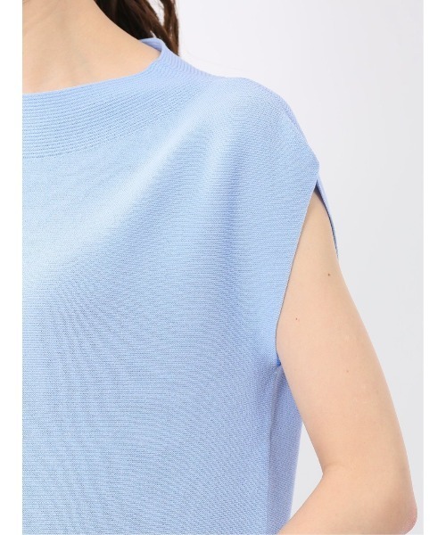 m.f.editorial(エムエフエディトリアル)の「【UVカット 接触冷感 アンチピリング】m.f.エディトリアル レディース 無縫製ガーター フレンチ袖 クルーニット(ニット/セーター・レディース・ブラック/サックスブルー/ベージュ・LARGE/MEDIUM)」の22枚目の写真