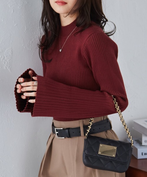 RANAN（ラナン）の「フレア袖バイカラーリブニット（ニット/セーター・レディース・グレー/ボルドー/ベージュ・M/L/LL）」の20枚目の写真