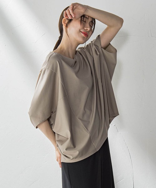 la.f…(ラエフ)の「ハリプルジャージカットソー≪洗濯機で洗える≫(Tシャツ/カットソー・レディース・ベージュ/ブラック/ブルー・9号)」の5枚目の写真