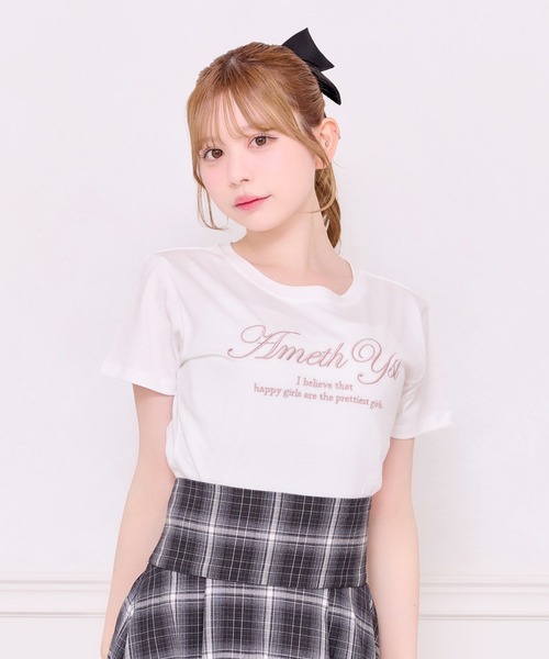 apres jour(アプレジュール)の「アソートTシャツ【刺繍/プリント】(Tシャツ/カットソー・レディース・ブラック/ホワイト/ホワイト系その他/ブラック系その他/ベビーピンク・フリー/X-LARGE)」の2枚目の写真