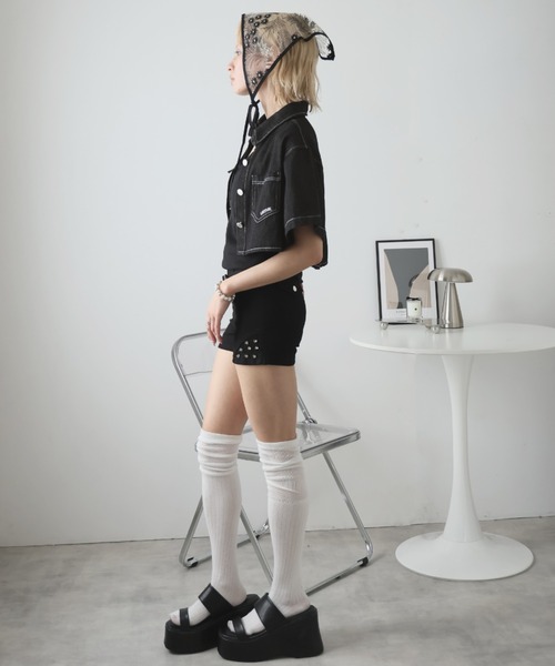 Girly Doll(ガーリードール)の「デニムショート丈ジャケット(デニムジャケット・レディース・ブラック・F)」の18枚目の写真
