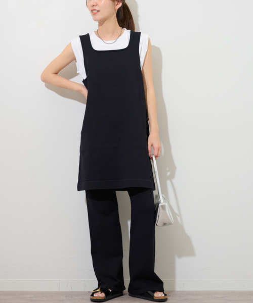 JOURNAL STANDARD relume（ジャーナルスタンダード　レリューム）の「ニットミニドレス（ワンピース・レディース・ブラック/チャコールグレー・FREE）」の3枚目の写真