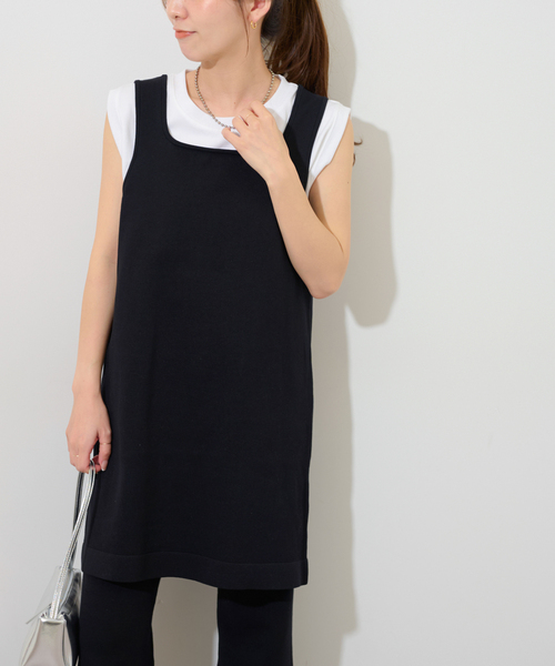 JOURNAL STANDARD relume（ジャーナルスタンダード　レリューム）の「ニットミニドレス（ワンピース・レディース・ブラック/チャコールグレー・FREE）」の7枚目の写真