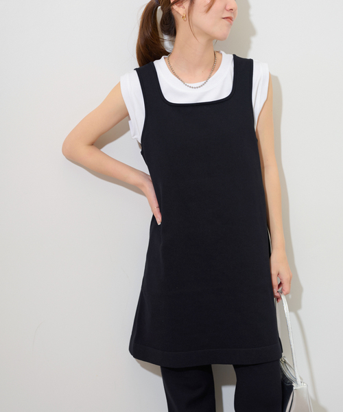 JOURNAL STANDARD relume（ジャーナルスタンダード　レリューム）の「ニットミニドレス（ワンピース・レディース・ブラック/チャコールグレー・FREE）」の8枚目の写真