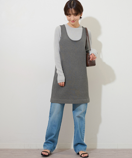 JOURNAL STANDARD relume（ジャーナルスタンダード　レリューム）の「ニットミニドレス（ワンピース・レディース・ブラック/チャコールグレー・FREE）」の11枚目の写真