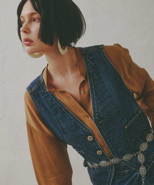 SOMETHING（サムシング）の「【GISELe10月号掲載】atelier SOMETHING 3PIECE VEST/アトリエサムシング3ピースベスト（ベスト・レディース・ブルー・FREE）」の3枚目の写真