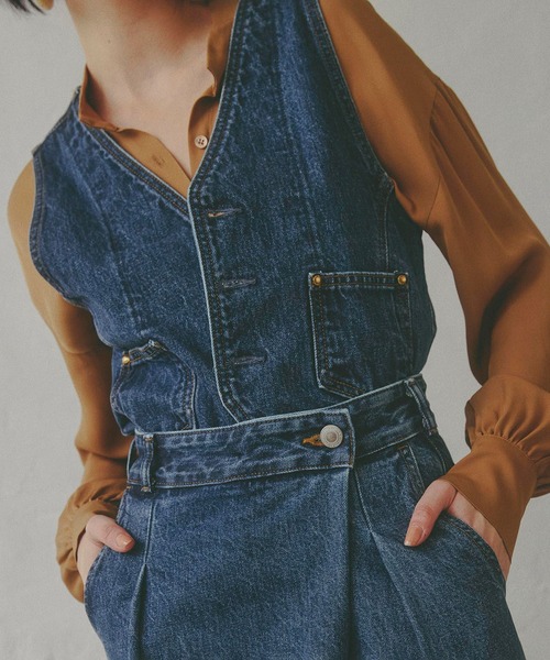 SOMETHING（サムシング）の「【GISELe10月号掲載】atelier SOMETHING 3PIECE VEST/アトリエサムシング3ピースベスト（ベスト・レディース・ブルー・FREE）」の5枚目の写真