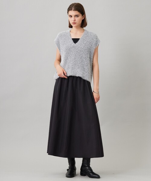 【今季】ICB ルックスファーベスト ICB L 【洗える】 ルレックスファー ベスト （ライトグレー系