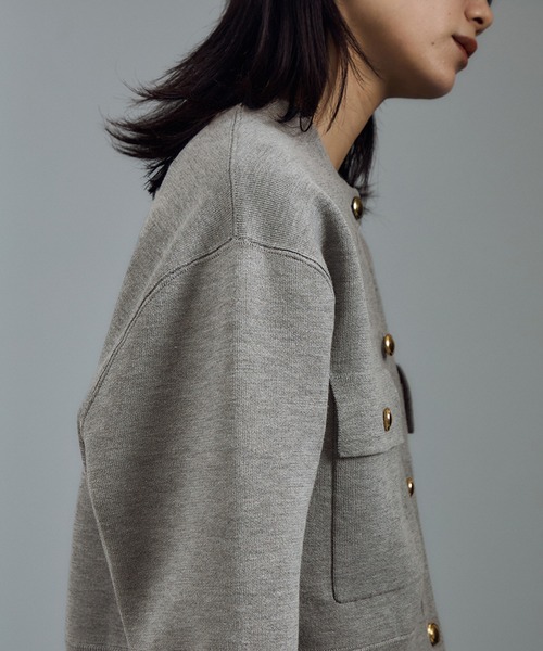 SALON adam et rope'（サロン アダム エ ロペ）の「スウェットライクメタルボタンカーディガン 2 / 新色追加（カーディガン/ボレロ・レディース・グレー/ブラウン系その他2/ブラック/レッド・FREE）」の17枚目の写真