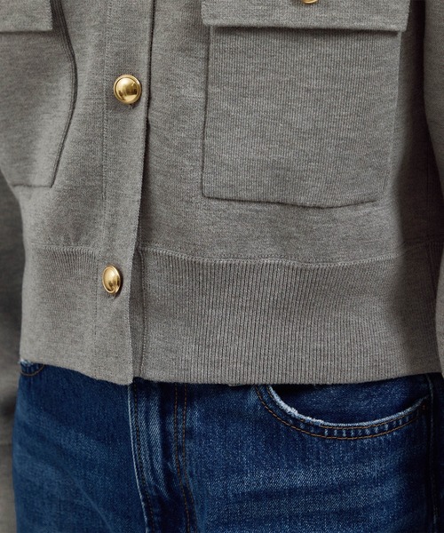 SALON adam et rope'（サロン アダム エ ロペ）の「スウェットライクメタルボタンカーディガン 2 / 新色追加（カーディガン/ボレロ・レディース・グレー/ブラウン系その他2/ブラック/レッド・FREE）」の12枚目の写真