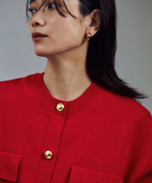 SALON adam et rope'（サロン アダム エ ロペ）の「スウェットライクメタルボタンカーディガン 2 / 新色追加（カーディガン/ボレロ・レディース・グレー/ブラウン系その他2/ブラック/レッド・FREE）」の7枚目の写真