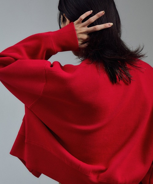 SALON adam et rope'（サロン アダム エ ロペ）の「スウェットライクメタルボタンカーディガン 2 / 新色追加（カーディガン/ボレロ・レディース・グレー/ブラウン系その他2/ブラック/レッド・FREE）」の9枚目の写真