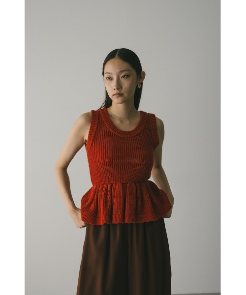 タンクトップ ノースリーブ 2WAYペプラムニットタンク レディース STYLEMIXER タンクトップ ノースリーブ 2WAYペプラムニット
