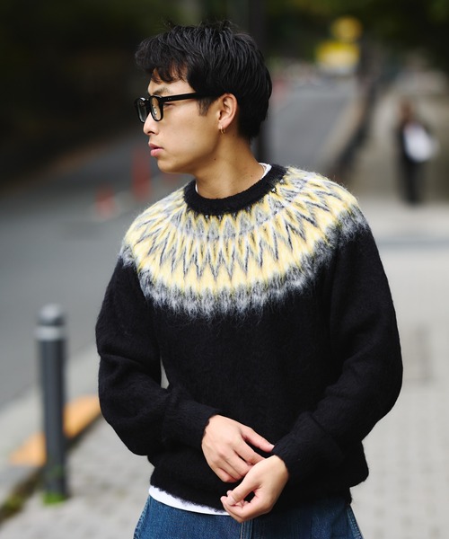 セール】リラックスフィット 5ゲージ ノルディック シャギー ニット