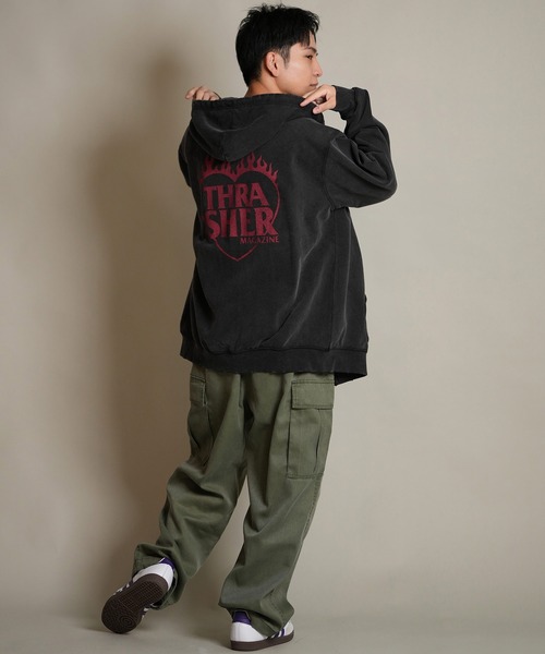 THRASHER(スラッシャー)の「THRASHER/スラッシャー ジップアップ パーカー スウェット フーディー ロゴ バックプリント ピグメント加工 ミニ裏毛 254TH1PK070(パーカー・メンズ・ホワイト/レッド/イエロー・XL/L/M)」の21枚目の写真