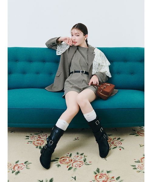 LILY BROWN（リリーブラウン）の「2wayミニボストンバッグ（ボストンバッグ・レディース・チェック/グリーン/ブラウン/アイボリー・F）」の6枚目の写真