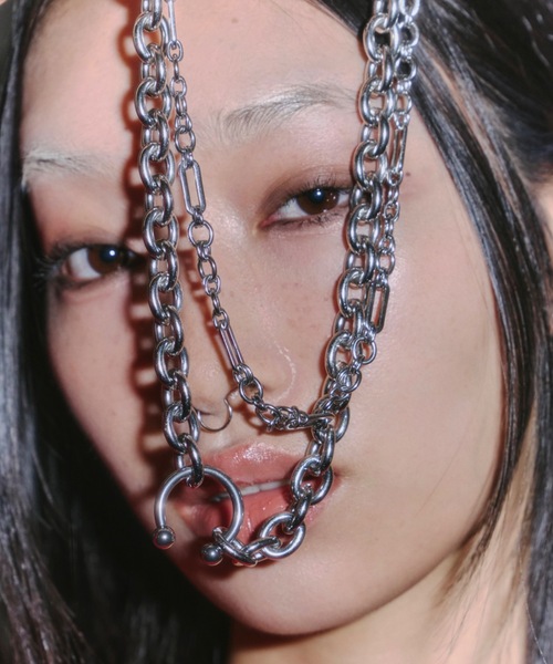 DTYYPE（ドタイプ）の「ボディピアス2連ネックレス（ネックレス・レディース・シルバー・FREE）」の11枚目の写真