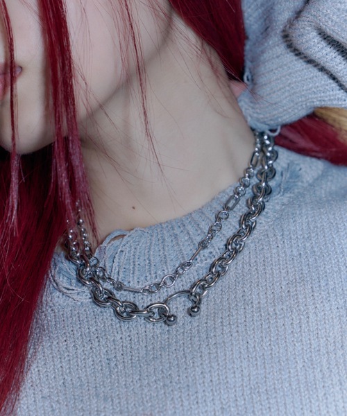 DTYYPE（ドタイプ）の「ボディピアス2連ネックレス（ネックレス・レディース・シルバー・FREE）」の9枚目の写真