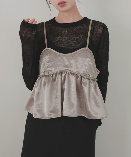 LIAN（リアン）の「サテンキャミビスチェ（キャミソール・レディース・アイボリー/ブラック/グレイッシュベージュ/ブラウン・FREE）」の19枚目の写真