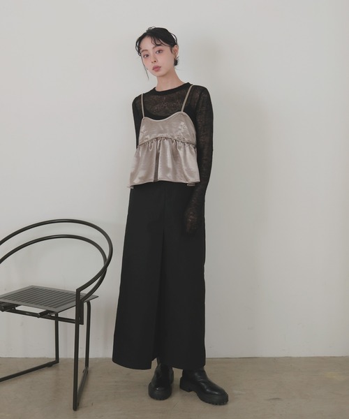 LIAN（リアン）の「サテンキャミビスチェ（キャミソール・レディース・アイボリー/ブラック/グレイッシュベージュ/ブラウン・FREE）」の22枚目の写真