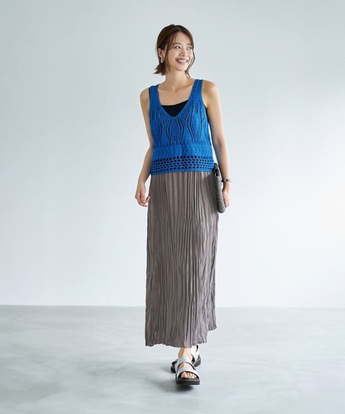 STYLE DELI(スタイルデリ)の「透かし編みニットビスチェ(ニット/セーター・レディース・ブラック/ブルー/キナリ・MEDIUM)」の14枚目の写真