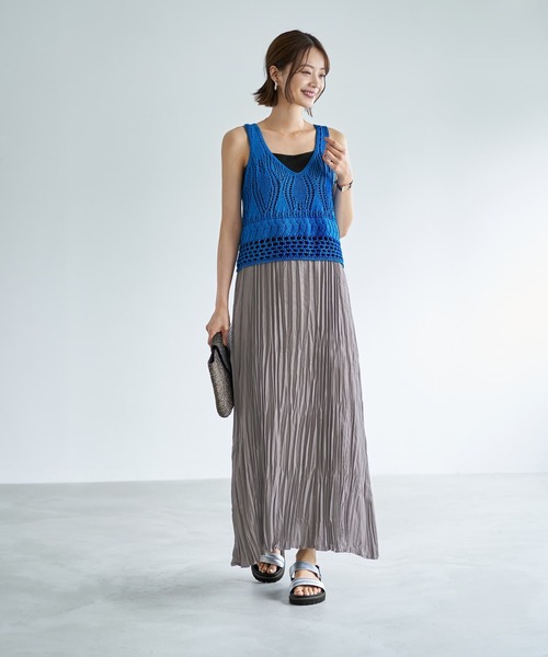 STYLE DELI(スタイルデリ)の「透かし編みニットビスチェ(ニット/セーター・レディース・ブラック/ブルー/キナリ・MEDIUM)」の17枚目の写真