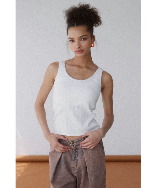 セール】Pico Lace Ribbon Tank Top /ピコレースリボンタンク