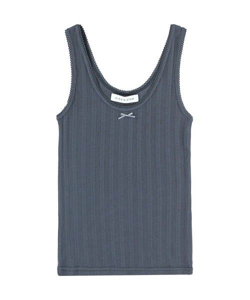 セール】Pico Lace Ribbon Tank Top /ピコレースリボンタンク