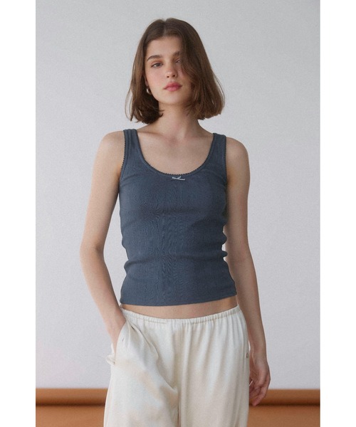 ALEXIA STAM（アリシアスタン）の「Pico Lace Ribbon Tank Top /ピコレースリボンタンクトップ（タンクトップ・レディース・ホワイト/イエロー/ネイビー・S/M）」の16枚目の写真