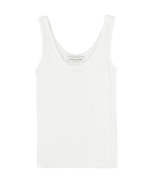 セール】Pico Lace Ribbon Tank Top /ピコレースリボンタンク