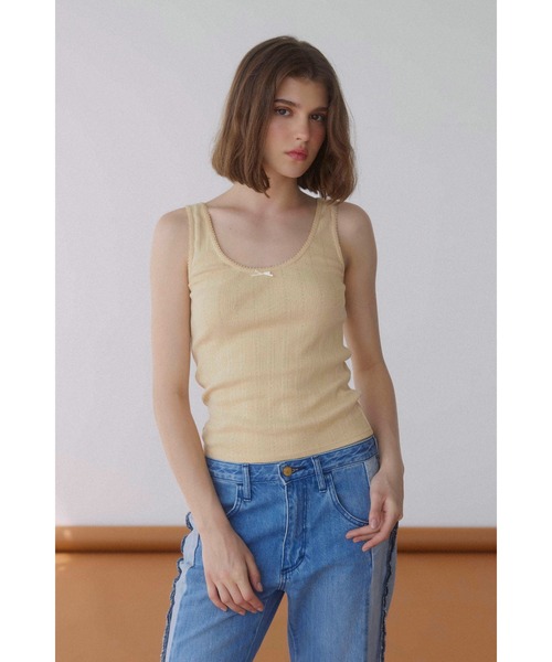 【ぴっぴ】新品 タグ付き ALEXIA STAM アリシアスタン セール】Pico Lace Ribbon Tank Top /ピコレースリボンタンク