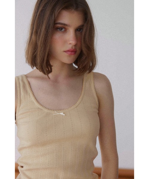 ALEXIA STAM（アリシアスタン）の「Pico Lace Ribbon Tank Top /ピコレースリボンタンクトップ（タンクトップ・レディース・ホワイト/イエロー/ネイビー・S/M）」の22枚目の写真