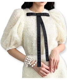 ブラウス シャツ 「Adonisis/アドニシス」シャギー×チュールパフリボンTOP レディース 楽天市場】[26400円→15840円] Adonisis アドニシス ビーバー