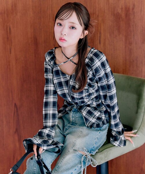 OLIVE des OLIVE（オリーブデオリーブ）の「ダブルジップフレア袖ブラウス（シャツ/ブラウス・レディース・ブラック/ブラウン/レッド・FREE）」の16枚目の写真