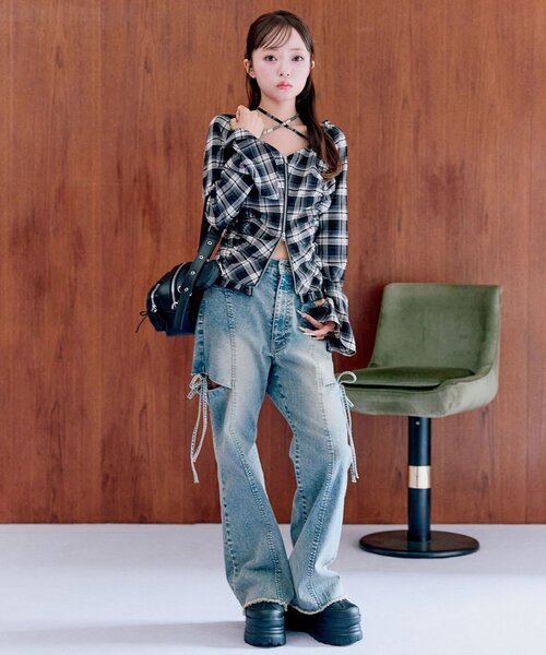 OLIVE des OLIVE（オリーブデオリーブ）の「ダブルジップフレア袖ブラウス（シャツ/ブラウス・レディース・ブラック/ブラウン/レッド・FREE）」の17枚目の写真